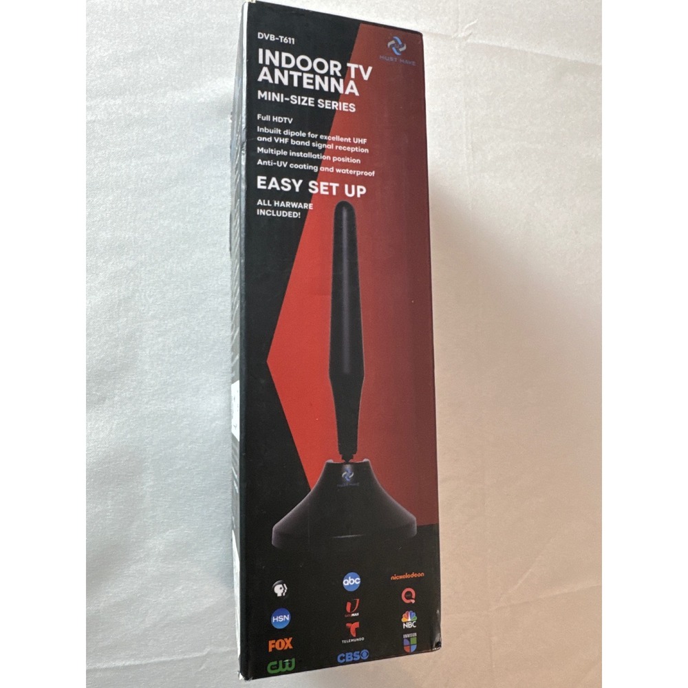 Must Have DVB-T611 Indoor HDTV TV Antenna Mini Size Digital Black Open Box